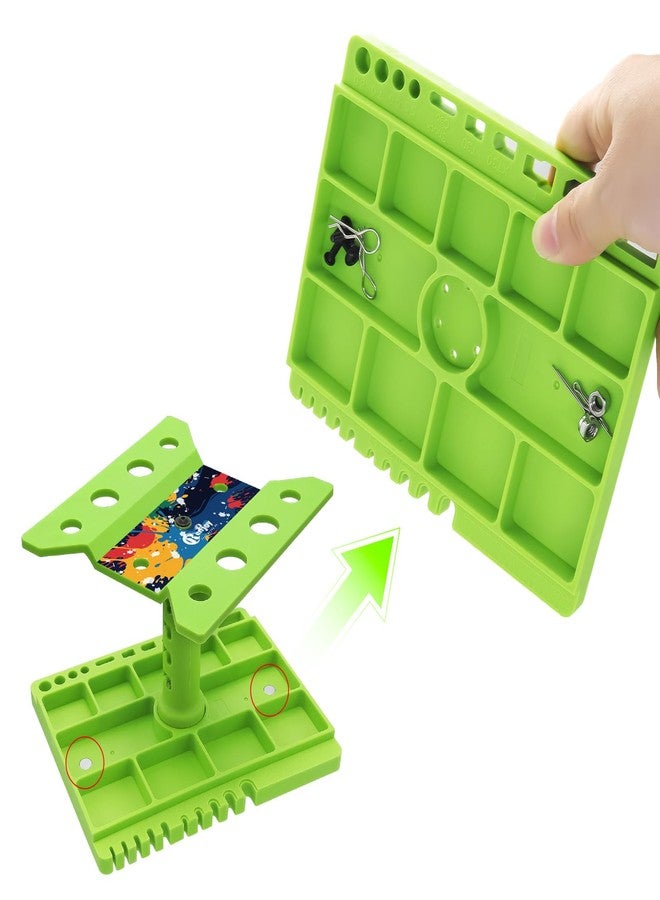 RCenjoy RC Car Work Stand Repair Workstation 360 Degree Rotation Stand with RC Car Ride Height Gauge for Traxxas TRX4 Axial Arrma Redcat Losi 1/10 1/12 1/14 1/16 1/18 Remote Control Car Tool Set, Green - Image 5